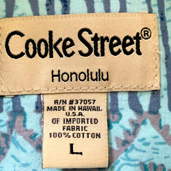 Vintage Cooke Street Hawaiian TIKI Short Sleeve Shirt L Geometric FLORAL Tribal - Picture 6 of 7